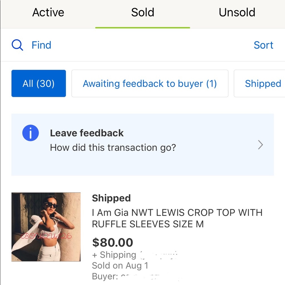 •SOLD• I.AM.GIA LEWIS CROPPED OFF SHOULDER TOP - Picture 2 of 6